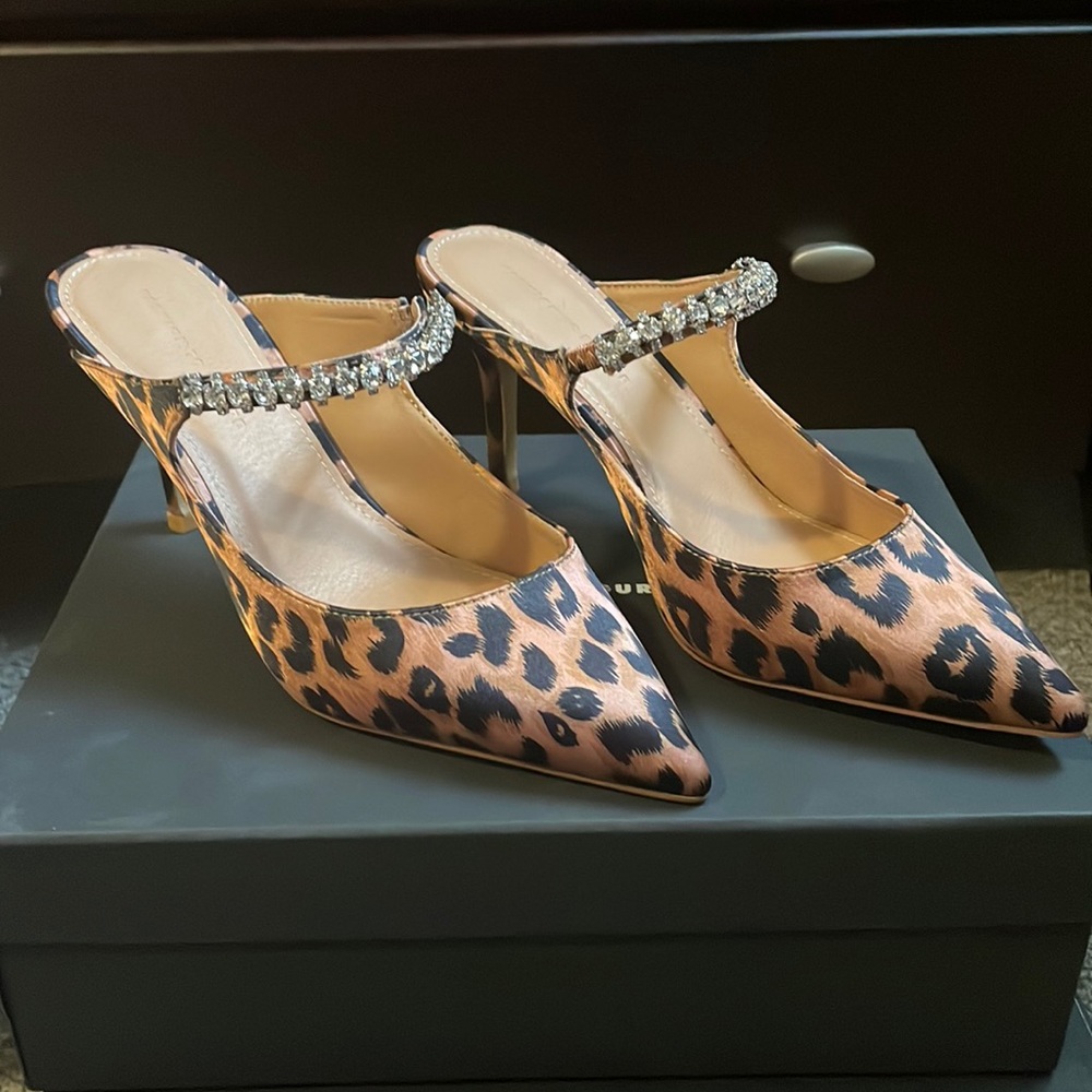 Leopard Rhinestone Mule